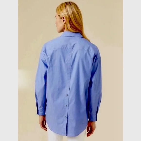 NWT!! J. MCLAUGHLIN Larrie Blouse Shirt Buttondown French Blue Coastal Small - Picture 9 of 15